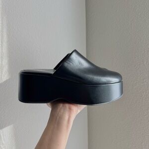 Black Platform Mules Clogs